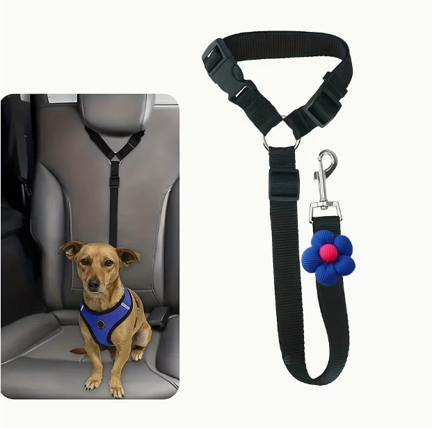 Adjustable Dog Car Seatbelt — black