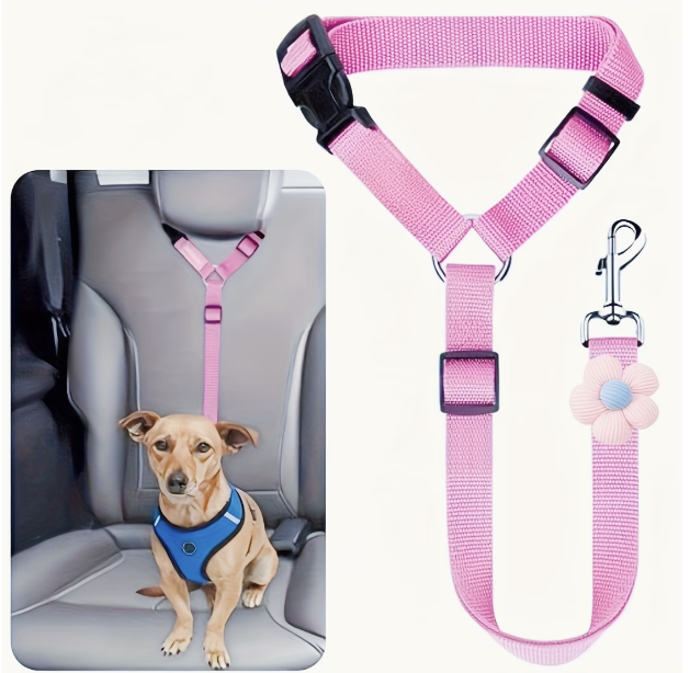 Adjustable Dog Car Seatbelt — pink