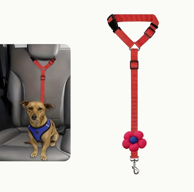 Adjustable Dog Car Seatbelt — red