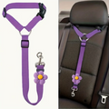 Adjustable Dog Car Seatbelt with flower charm — purple