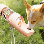 Dog drinking from the bottle